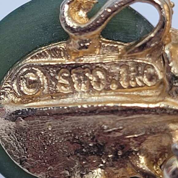 Vintage Swo Inc Gold-Tone Brooch With Green Vase & Pink Rose - Picture 3 of 4